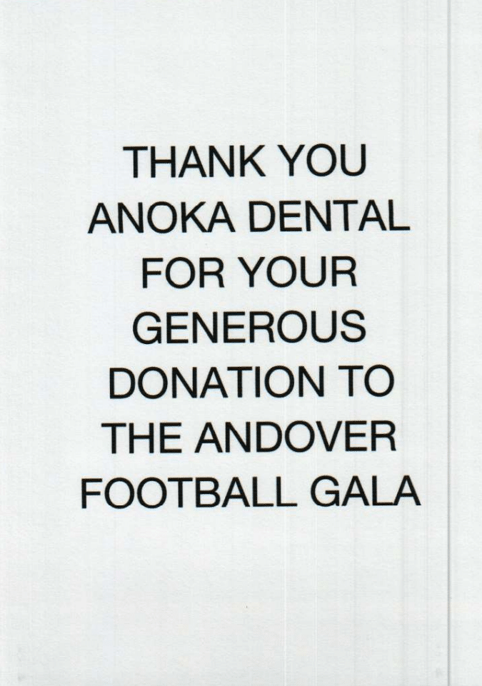 Anoka Dental thanking note
